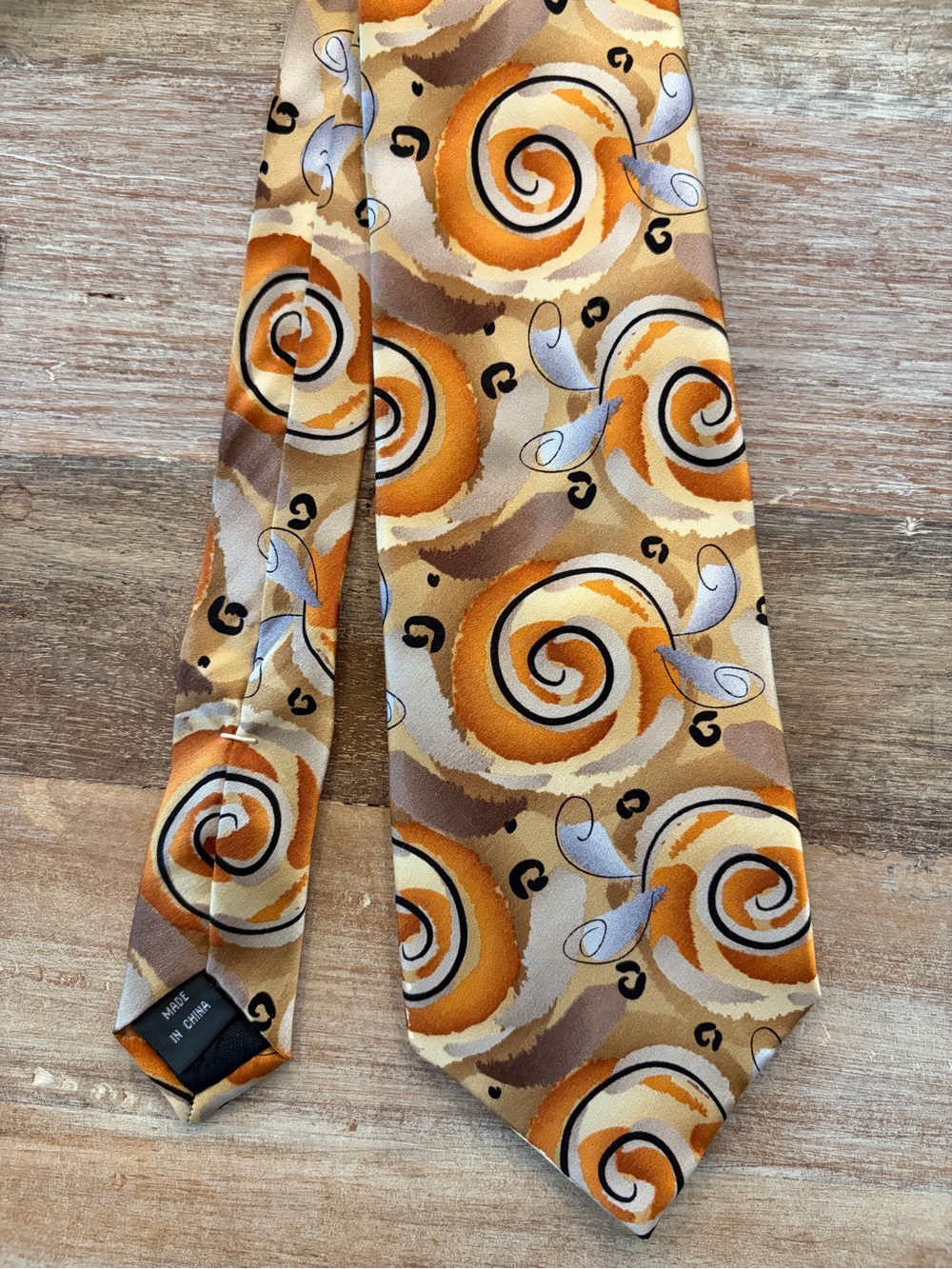 J. Garcia Tie Vid-Game Collection Fifty Two Silk Orange Gold‎ Tan Swirl Retro